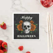 Gotische Rozen en schedel Happy Halloween Servet (Insitu)