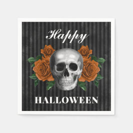 Gotische Rozen en schedel Happy Halloween Servet
