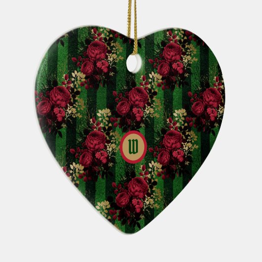 Gotische Rozen en strips met Initiaal Keramisch Ornament (Rechts)