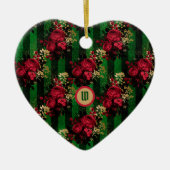 Gotische Rozen en strips met Initiaal Keramisch Ornament (Voorkant)