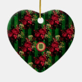 Gotische Rozen en strips met Initiaal Keramisch Ornament (Achterkant)