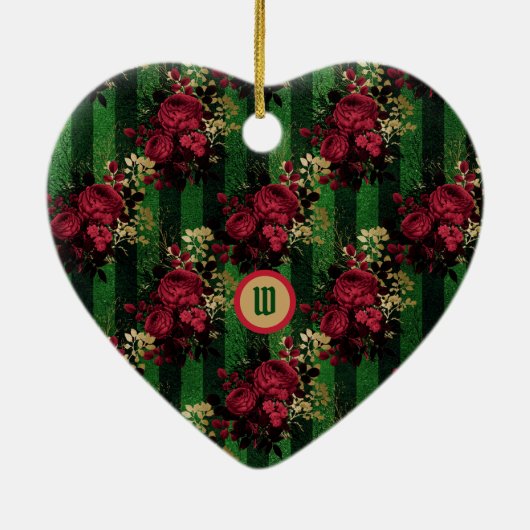 Gotische Rozen en strips met Initiaal Keramisch Ornament (Achterkant)