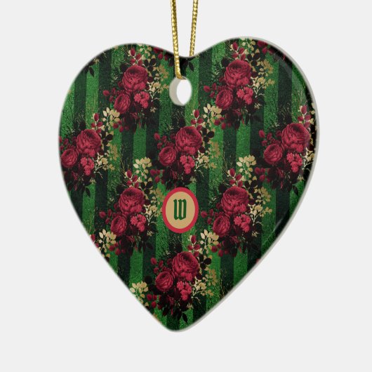 Gotische Rozen en strips met Initiaal Keramisch Ornament (Links)