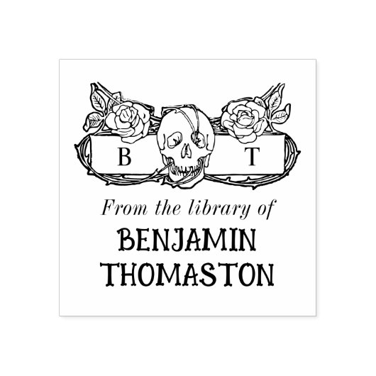  Gotische Rozen en Thorns Bibliotheek Boeknaam Rubberstempel (Afrduk)