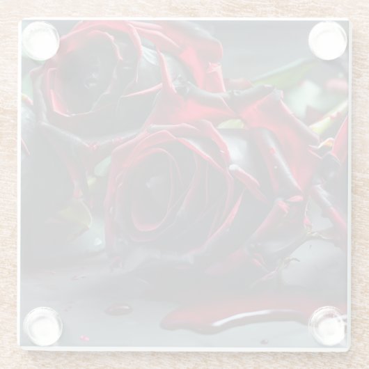 Gotische Rozen Glazen Onderzetter (Achterkant)