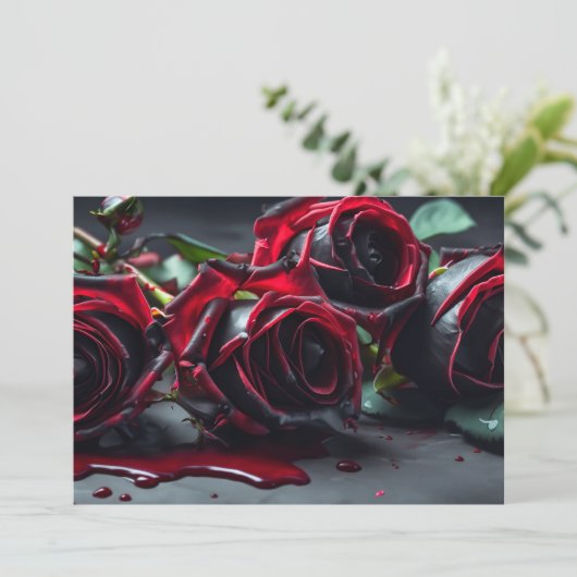 Gotische Rozen Halloween Kaart (Staand voorkant)