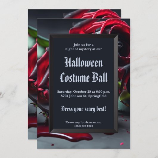 Gotische Rozen Halloween Kaart (Voorkant / Achterkant)