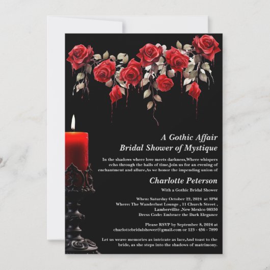 Gotische Rozen Halloween Vrijgezellenfeest Kaart (Voorkant)