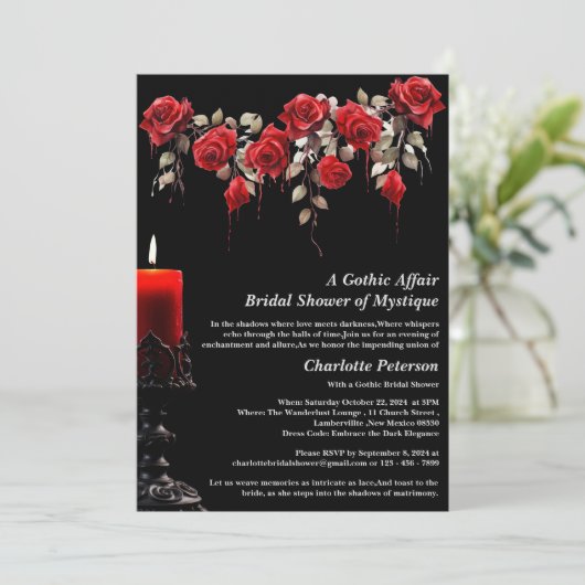 Gotische Rozen Halloween Vrijgezellenfeest Kaart (Staand voorkant)