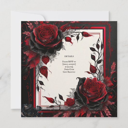 GOTISCHE ROZEN HANDFASTING CEREMONIE UITNODIGINGEN (Achterkant)