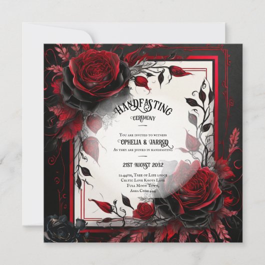 GOTISCHE ROZEN HANDFASTING CEREMONIE UITNODIGINGEN (Voorkant)