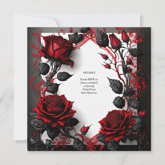GOTISCHE ROZEN HANDFASTING CEREMONIE UITNODIGINGEN (Achterkant)