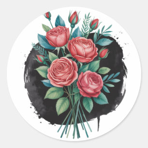 Gotische Rozen Huwelijkslijst Ronde Sticker