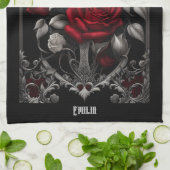 Gotische Rozen in Lijst Theedoek (Gevouwen)