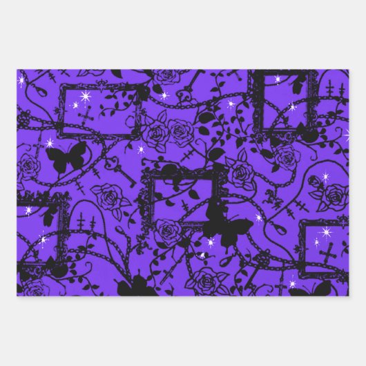 Gotische Rozen Lijsten en botervliegen Inpakpapier Vel (Voorkant 3)