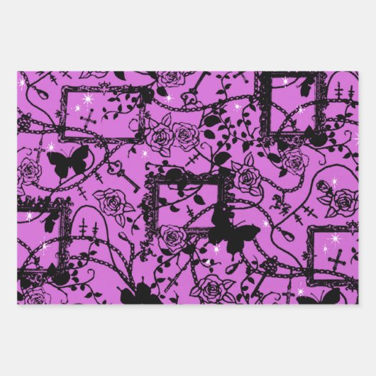 Gotische Rozen Lijsten en botervliegen Inpakpapier Vel (Voorkant 2)