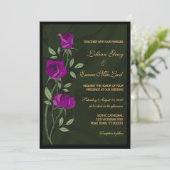 Gotische rozen loden glas uitnodiging  (Staand voorkant)