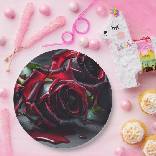 Gotische Rozen Papieren Bordje (Feest)