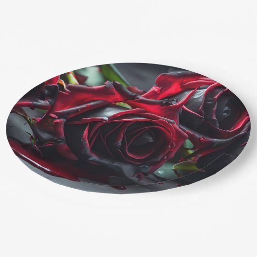 Gotische Rozen Papieren Bordje (Gekanteld)