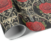 Gotische Rozen Patroon Cadeaupapier (Rol Hoek)
