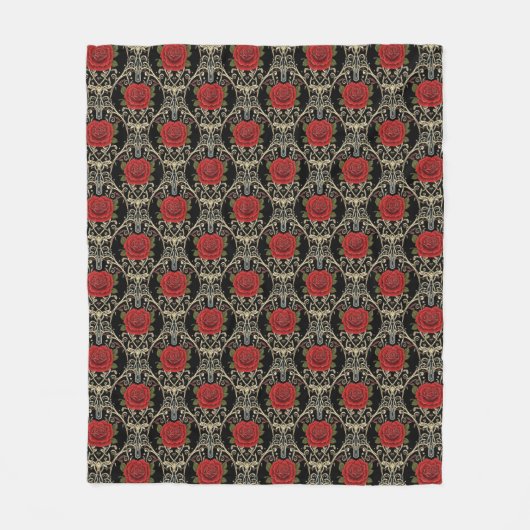 Gotische Rozen Patroon Fleece Deken (Voorkant)