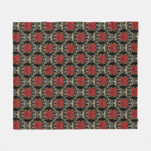 Gotische Rozen Patroon Fleece Deken (Voorkant (Horizontaal))