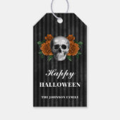 Gotische Rozen & Schedel Gelukkig Halloween Cadeaulabel (Voorkant)