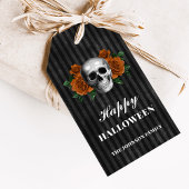 Gotische Rozen & Schedel Gelukkig Halloween Cadeaulabel