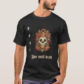 Gotische Rozen schedel Tattoo graphics T-shirt (Voorkant)
