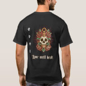 Gotische Rozen schedel Tattoo graphics T-shirt (Achterkant)