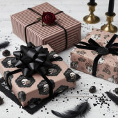Gotische Rozen schedels en strepen Halloween Inpakpapier Vel