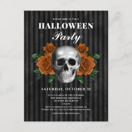 Gotische Rozen & Skull Halloween Party Briefkaart