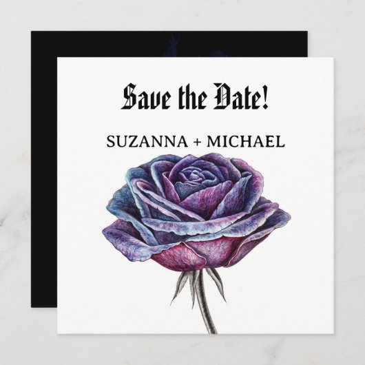 Gotische Rozen sparen de Datum Save The Date (Voorkant / Achterkant)