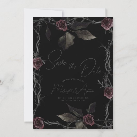 Gotische Rozen sparen de Datum Save The Date (Voorkant)