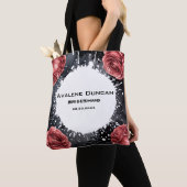 Gotische rozen trouwlijst trouwcadeau bruidsmeisje tote bag (Dichtbij)