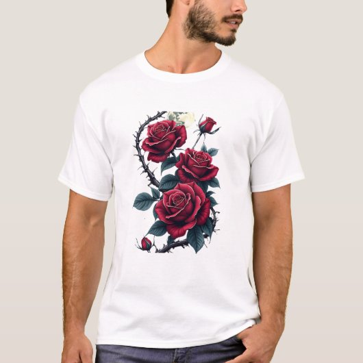 Gotische Rozen Tuin - Donkere Romantische Bloemen T-shirt (Voorkant)