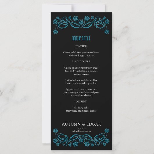 Gotische Rozen Wedding Menu (Voorkant)