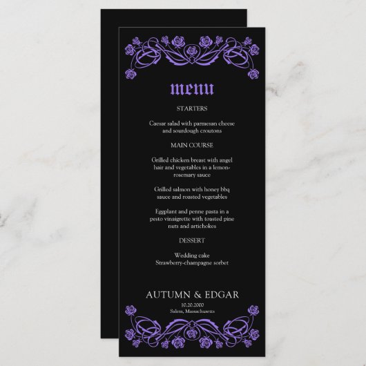 Gotische Rozen Wedding Menu (Voorkant / Achterkant)
