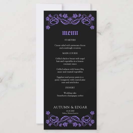 Gotische Rozen Wedding Menu (Voorkant)