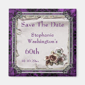 Gotische Rozen & Zwart Damast 60th Save The Date Magneet (Voorkant)