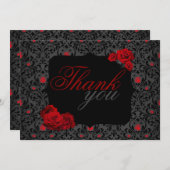 Gotische rozen zwart en rood bedankkaart (Voorkant / Achterkant)