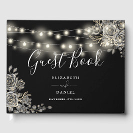 Gotische rozen Zwart en wit kerstboomverlichting B Gastenboek