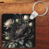 Gotische rozenboeket Zwarte bloem Sleutelhanger (Achterkant)