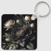 Gotische rozenboeket Zwarte bloem Sleutelhanger (Achterkant)