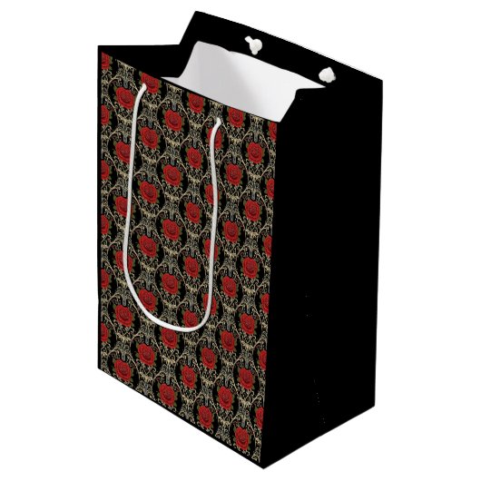 Gotische rozenpatroon medium cadeauzakje (Voorkant Gekanteld)