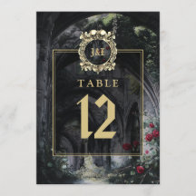 Gotische Ruïnes Bloemige Monogram Tafelnummer
