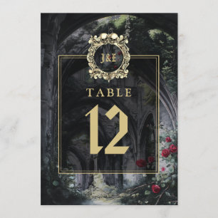 Gotische Ruïnes Bloemige Monogram Tafelnummer