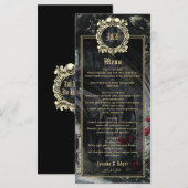 Gotische Ruïnes Bloemrozen Bruiloft Menu (Voorkant / Achterkant)