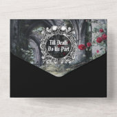 Gotische ruïnes Rozen Bloemige Monogram Huwelijk All In One Uitnodiging (Achterkant)