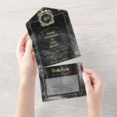 Gotische Ruïnes Rozen Bloemstuk Bruiloft All In One Uitnodiging (Afscheurbaar)